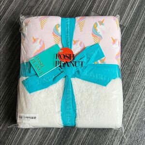 Posh Peanut Unicorn Ice Cream Blanket - Pink and White